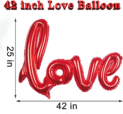 42 Inch Red Love Balloons for Valentines Day Decor, 4PCS Foil Love Balloons Romantic Large Helium Balloons for Valentines Day Decorations Anniversary Wedding Bridal Shower Party Decorations Supplies