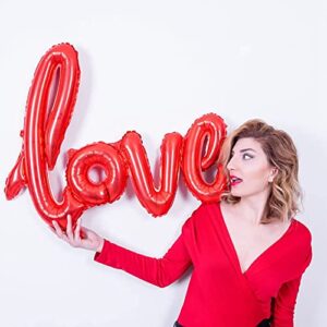 42 Inch Red Love Balloons for Valentines Day Decor, 4PCS Foil Love Balloons Romantic Large Helium Balloons for Valentines Day Decorations Anniversary Wedding Bridal Shower Party Decorations Supplies