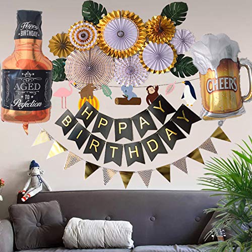 4 Pack Whisky Balloons, Whisky Mylar Balloons Decor Fit for Summer Party, Beer Festival, Birthday Party and More