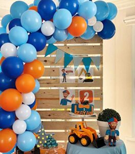 80pcs blippi balloon arch garland kit birthday party supplies decorations blue orange white balloon theme backdrop for kids party
