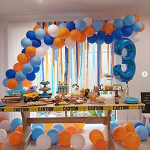 80pcs Blippi Balloon Arch Garland Kit Birthday Party Supplies Decorations Blue Orange White Balloon Theme Backdrop for Kids Party