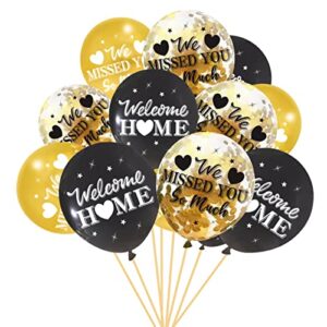 welcome home we missed you so much balloons decorations, black gold welcome back sign party supplies, deployment returning military army homecoming party decor