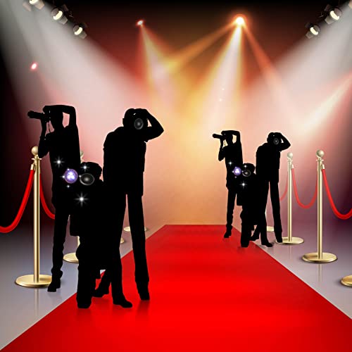 Halloween Paparazzi Props Photo Backdrop Red Carpet Runner for Party, Red Carpet Party Decorations Party Accessory Set, 6 Pieces with Red Carpet Runner for Academy Awards Outdoor Movie Night Party