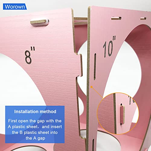 Worown 14 Holes Pink Collapsible MDF Balloon Sizer Box, 1-10 Inch Balloon Sizer Cube, Balloon Size Measurement Tools for Balloon Arches, Balloon Decorations