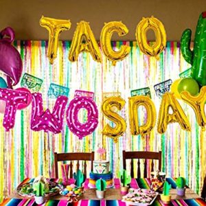 Girl Taco Twosday Birthday Party Decorations, Taco Twosday Balloons Cactus Fiesta Themed Banner for Taco 2sday Birthday Taco 2nd Birthday Party Supplies 14PCS Kit of Qinsly (Pink, Taco 2sDay)