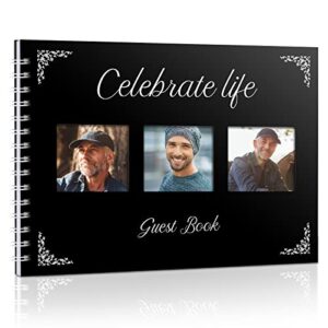 funeral guest book with picture pocket memorial service guest book funeral guestbook sign in guest book celebrate life signature and memory book for address name, 48 pages, 11 x 8.5 inch (classic)