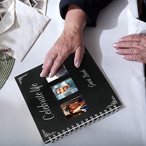 Funeral Guest Book with Picture Pocket Memorial Service Guest Book Funeral Guestbook Sign in Guest Book Celebrate Life Signature and Memory Book for Address Name, 48 Pages, 11 x 8.5 Inch (Classic)