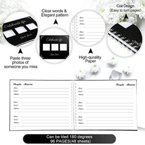 Funeral Guest Book with Picture Pocket Memorial Service Guest Book Funeral Guestbook Sign in Guest Book Celebrate Life Signature and Memory Book for Address Name, 48 Pages, 11 x 8.5 Inch (Classic)