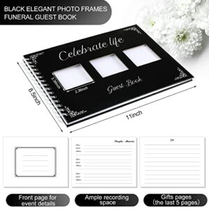 Funeral Guest Book with Picture Pocket Memorial Service Guest Book Funeral Guestbook Sign in Guest Book Celebrate Life Signature and Memory Book for Address Name, 48 Pages, 11 x 8.5 Inch (Classic)