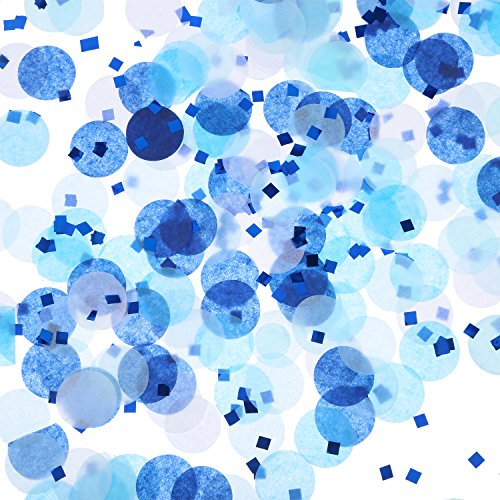 TecUnite 1 Inch Tissue Paper Confetti White Blue Table Confetti for Boys Baby Shower Birthday Decoration, 1.76 oz