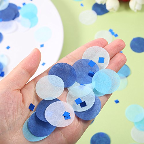 TecUnite 1 Inch Tissue Paper Confetti White Blue Table Confetti for Boys Baby Shower Birthday Decoration, 1.76 oz