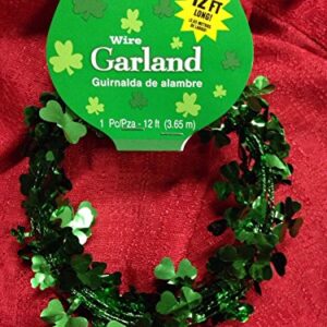 Amscan Saint Patrick's Day Shamrocks Wire Garland, 12', Green