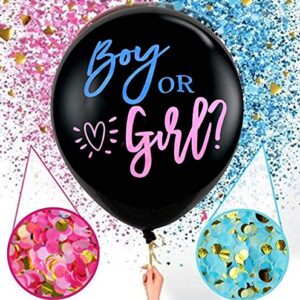 GRIT Jumbo 36 Inch Baby Gender Reveal Balloon, BOY OR GIRL Black Printed Balloons Gender Reveal Party Decoration, Gender Reveal Balloon , Baby Gender Reveal , Gender Reveal Ballons