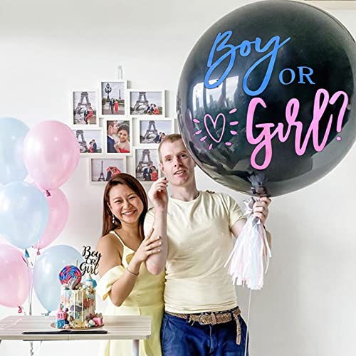 GRIT Jumbo 36 Inch Baby Gender Reveal Balloon, BOY OR GIRL Black Printed Balloons Gender Reveal Party Decoration, Gender Reveal Balloon , Baby Gender Reveal , Gender Reveal Ballons