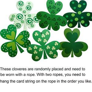 2 Sets St. Patrick's Day Decoration Sign Shamrock Clover Irish Green Front Door Hanging Garland Decor Welcome Sign for St. Patrick's Day Themed Party Favors