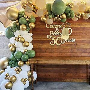 Sage Green Balloon Garland Arch Kit 79PCS Olive Green Peach White Gold Balloons for Forest Safari Jungle Tropical Theme Decorations Baby Bridal Shower Birthday Party