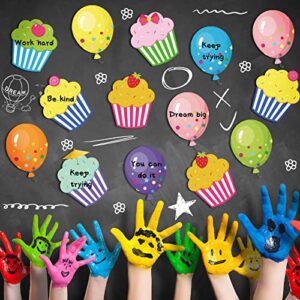 60 Pieces Colorful Cupcake Cutouts Birthday Classroom Bulletin Board Decorations Creative Cupcake Balloons Cutouts Name Tags for Classroom Door Decorations(Cupcake, Balloons)