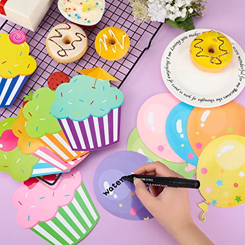 60 Pieces Colorful Cupcake Cutouts Birthday Classroom Bulletin Board Decorations Creative Cupcake Balloons Cutouts Name Tags for Classroom Door Decorations(Cupcake, Balloons)