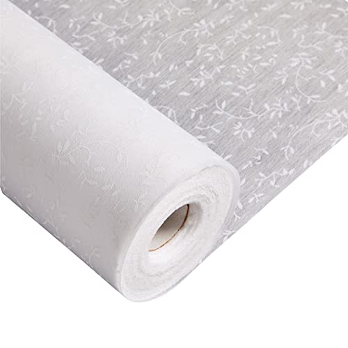 Leaf Print White Aisle Runner for Wedding Ceremony, Reception, Indoor and Outdoor Banquets (3 x 50 ft)