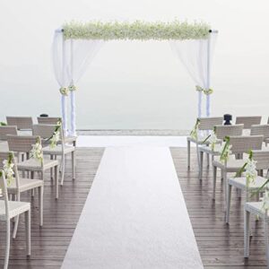 Leaf Print White Aisle Runner for Wedding Ceremony, Reception, Indoor and Outdoor Banquets (3 x 50 ft)