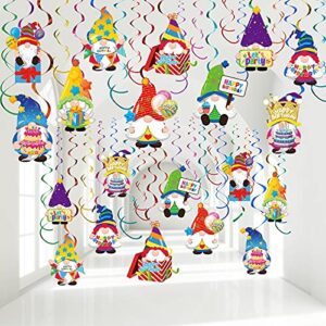30 pieces happy birthday swirls decorations gnomes birthday hanging swirl gnomes hanging swirls ceiling birthday hanging swirls streamers for birthday party decorations supplies ornaments, 10 patterns