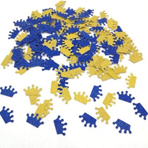 hemarty gold royal blue glitter crown confetti princess baby shower decorations crown confetti baby girl birthday decorations princess girl’s birthday 200pc (gold royal blue)