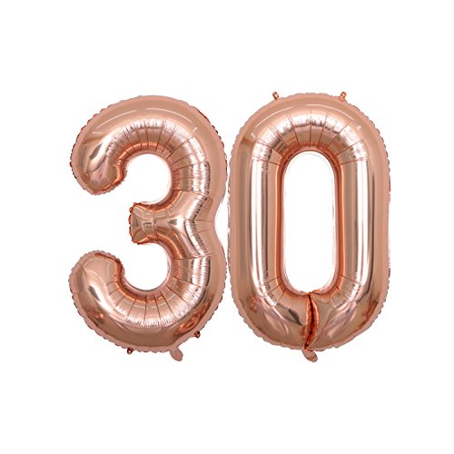 BALONAR 40 inch Jumbo 30 Rose Gold Foil Balloons for 30th Birthday Party Supplies,Anniversary Events Decorations and Graduation Decorations