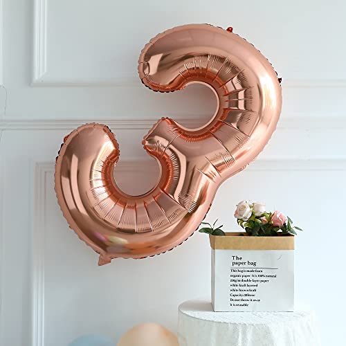 BALONAR 40 inch Jumbo 30 Rose Gold Foil Balloons for 30th Birthday Party Supplies,Anniversary Events Decorations and Graduation Decorations