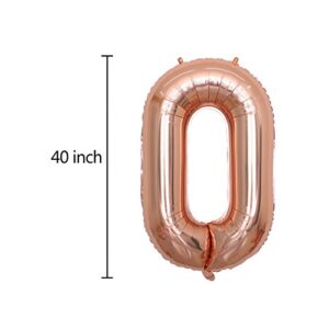 BALONAR 40 inch Jumbo 30 Rose Gold Foil Balloons for 30th Birthday Party Supplies,Anniversary Events Decorations and Graduation Decorations