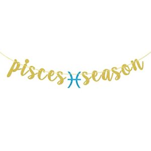 pisces season birthday banner zodiac birthday party decorations february march astrology sign gold glitter string decor