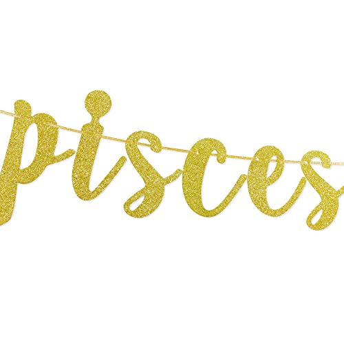 Pisces Season Birthday Banner Zodiac Birthday Party Decorations February March Astrology Sign Gold Glitter String Decor