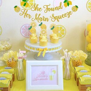 Lemon Bridal Shower Decorations, Homond Party She Found Her Main Squeeze Banner Cake Cupcake Toppers, Fruits Theme Supplies Kit, Paper Fans Balloons for Lemonade Citrus Party, Yellow