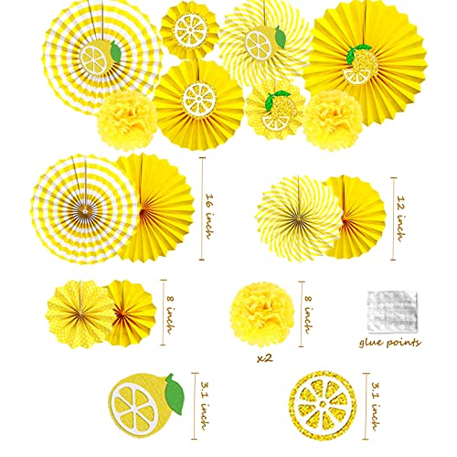 Lemon Bridal Shower Decorations, Homond Party She Found Her Main Squeeze Banner Cake Cupcake Toppers, Fruits Theme Supplies Kit, Paper Fans Balloons for Lemonade Citrus Party, Yellow