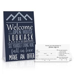 100 pieces realtor open house sign 5.1 x 2.6 inch open house registry visitor sign in cards book guest registry sign with tent cards 5.1 x 7.9 inch guest display cards for agents brokers supplies