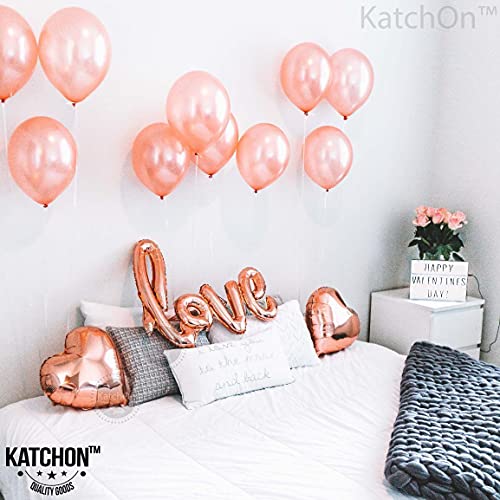 KatchOn, Large Rose Gold Love Balloon Letters - 36 Inch | Heart Balloons, Wedding Shower Balloons | Love Letter Balloons for Romantic Night Decorations | Bridal Shower Decor | I Love You Balloons