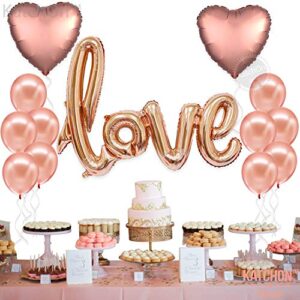 KatchOn, Large Rose Gold Love Balloon Letters - 36 Inch | Heart Balloons, Wedding Shower Balloons | Love Letter Balloons for Romantic Night Decorations | Bridal Shower Decor | I Love You Balloons