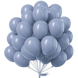 partywoo retro blue balloons, 50 pcs 12 inch dusty blue balloons, grayish blue balloons for balloon garland as party decorations, birthday decorations, wedding decorations, baby shower decorations