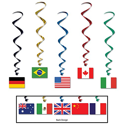 Beistle World Flags Party Decorations with Flag Whirls, Pennant Streamer, and International Welcome Banner