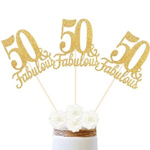 10-pack double sided gold fabulous and 50th birthday centerpieces for tables, number 50 centerpiece sticks, 50th birthday table decorations for women men (double sided giltter)