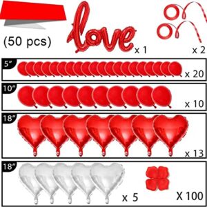 Valentines Day Balloons,101 PCS Heart Balloons for Valentines Day Decorations,Valentine Decorations,Heart Balloons Love Balloons Aluminum Foil Balloons for Birthday Party Wedding (101 PCS)