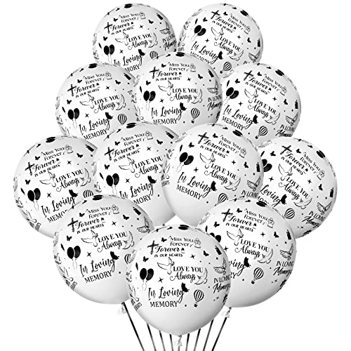 100 Pcs Memorial Balloons Funeral Remembrance Latex Balloons Celebration of Life Decorations White Heavenly Birthday Balloons to Release in Sky for Funeral Favors Condolence Bereavement Grave