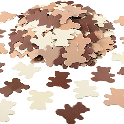 500 Pieces Bear Shaped Confetti Baby Shower Cream Brown Paper Confetti Sprinkles Bear Table Confetti for Boy Girl Home Party Table Decorations (1.2 Inch, Solid Style)