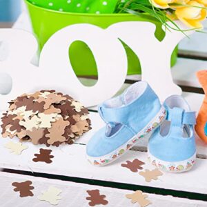 500 Pieces Bear Shaped Confetti Baby Shower Cream Brown Paper Confetti Sprinkles Bear Table Confetti for Boy Girl Home Party Table Decorations (1.2 Inch, Solid Style)