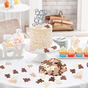 500 Pieces Bear Shaped Confetti Baby Shower Cream Brown Paper Confetti Sprinkles Bear Table Confetti for Boy Girl Home Party Table Decorations (1.2 Inch, Solid Style)