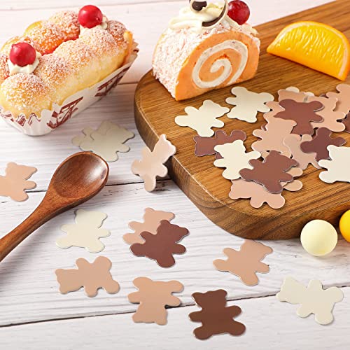 500 Pieces Bear Shaped Confetti Baby Shower Cream Brown Paper Confetti Sprinkles Bear Table Confetti for Boy Girl Home Party Table Decorations (1.2 Inch, Solid Style)