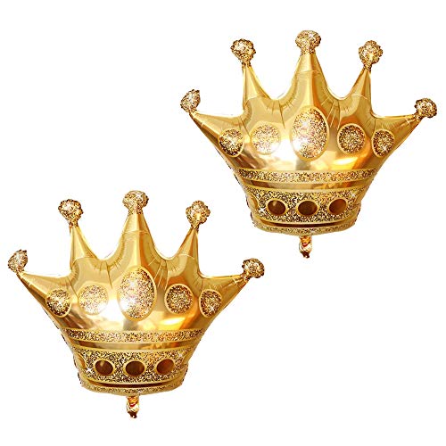 Tellpet Crown Balloons Foil Helium Mylar Balloon, Gold, 2 Pieces