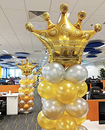 Tellpet Crown Balloons Foil Helium Mylar Balloon, Gold, 2 Pieces