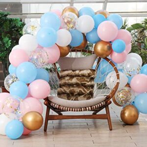 Gender Reveal Balloon Garland Kit, Gender Reveal Party Supplies Balloons Backdrop Including Light Blue Pink Gold Confetti Balloons for Gender Reveal Party Decorations