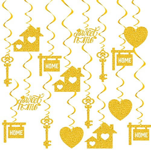 40 Pieces Housewarming Party Decorations Welcome Home Decorations Glitter Gold Hanging Swirls Welcome Home Party Hanging Swirl Supplies Housewarming Hanging Signs for Welcome Home Party Decorations