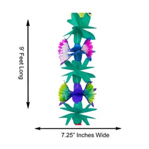 Super Z Outlet 9 Foot Paper Garland Tropical Hibiscus Decorations, Multicolored Tissue Flower Leaves Banner for Luau Party, Birthday, Hawaiian Theme